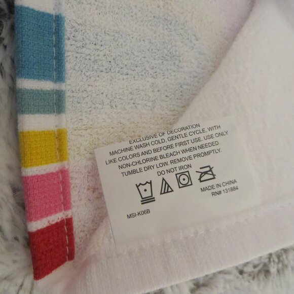 Think Happy Thoughts Rainbow Boho Hand Towels Set Of 2 New - Picture 6 of 6